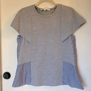 Thakoon Addition grey blue white stripe top size 8